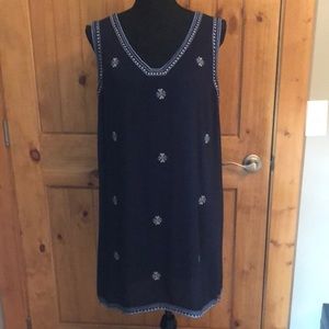 Skies are Blue  navy sleeveless embroidered dress